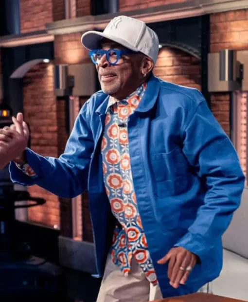 TV Show Late Night With Seth Meyers S12 Spike Lee Button-Up Blue Cotton Jacket