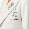 Love Letter Feather Sleeves White Blazer For Women
