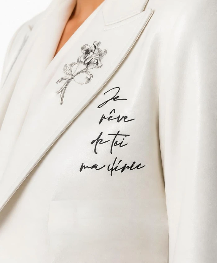 Love Letter Feather Sleeves White Blazer For Women