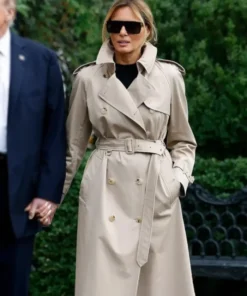 Buy Melania Trump 2024 Burberry Double-Breasted Belted Beige Trench Coat