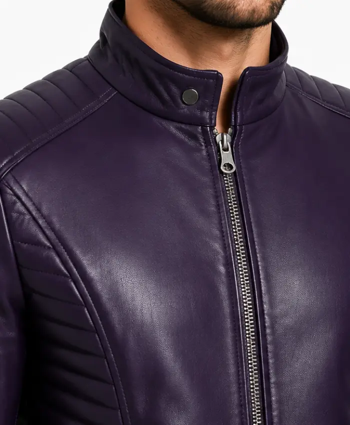 Men Cafe Racer Rachel Purple Leather Jacket