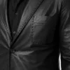 Men Two Button Black Leather Blazer For Men