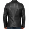 Two Button Black Leather Blazer for Mens