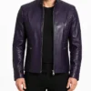 Mens Cafe Racer Rachel Leather Purple Jacket