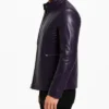 Mens Rachel Purple Leather Jacket For Cafe Racer