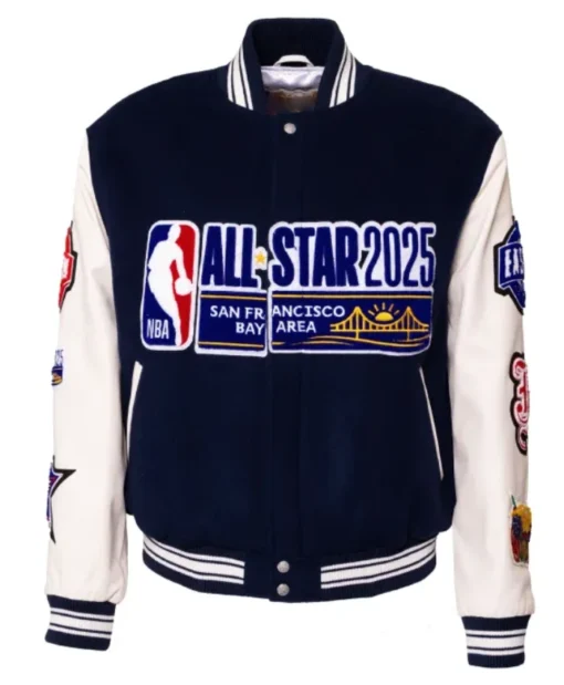 Golden State Warriors 2025 All Star Blue & White Wool Varsity Jacket