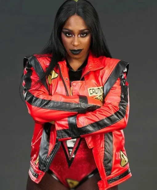 Naomi Proceed With Caution Red Leather Jacket