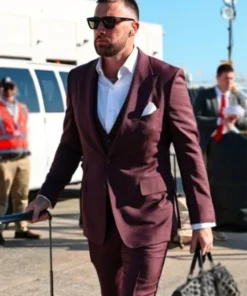 Travis Kelce New Jersey Burgundy Suit