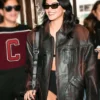 Camila Mendes New York Fashion Week Distressed Brown Leather Jacket