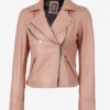 Ninfa Fashion Pink Real Biker Leather Jacket