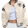 Oakland LA Raiders Full Count Cream Satin Jacket