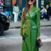 LFW Erdem Show Olivia Munn 2025 Green Long Coat