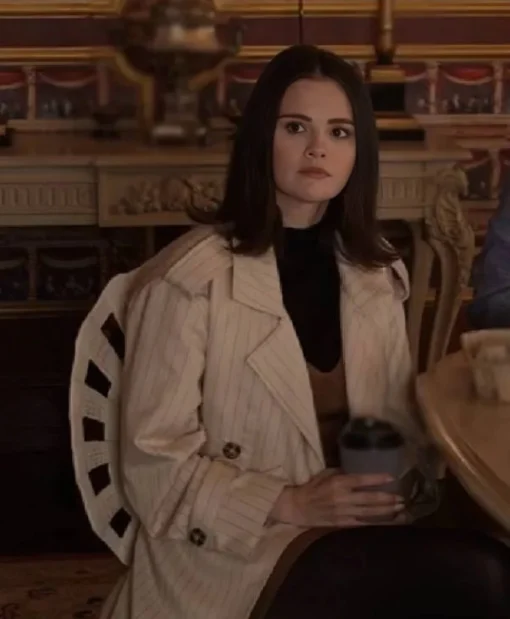 Selena Gomez Only Murders in the Building S5 Mabel Mora Pinstripe Trench Coat