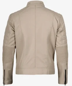 Order Cafe Racer Beige Genuine Leather Unisex Jacket