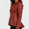 Peplum Red Leather Jacket For Women