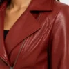 Peplum Red Leather Jacket For Womens