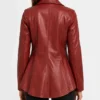 Buy Women Peplum Leather Red Jacket