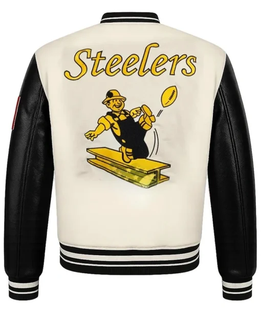 Shop Pittsburgh Steelers Retro Classic Varsity Cream and Black Jacket