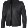 Premium Cafe Racer Black Leather Jacket