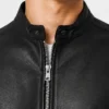 Premium Cafe Racer Black Leather Jacket For Men