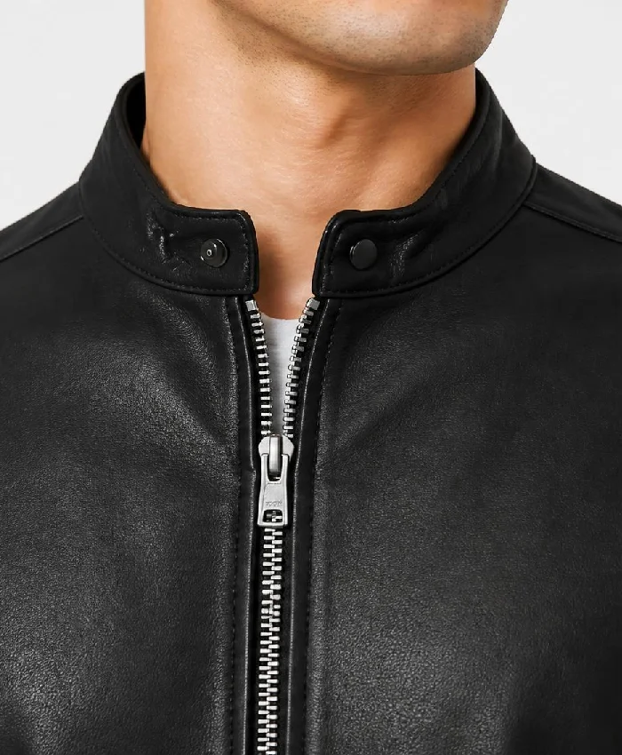 Premium Cafe Racer Black Leather Jacket For Men