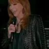 Shop Reba McEntire The Voice S28 Black Fringed Leather Jacket