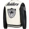 Retro LV Raiders Classic Cream And Black Varsity Jacket