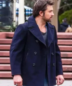 Shop Atlas Corrigan Movie It Ends With Us Brandon Sklenar Blue Wool Peacoat For Men And Women
