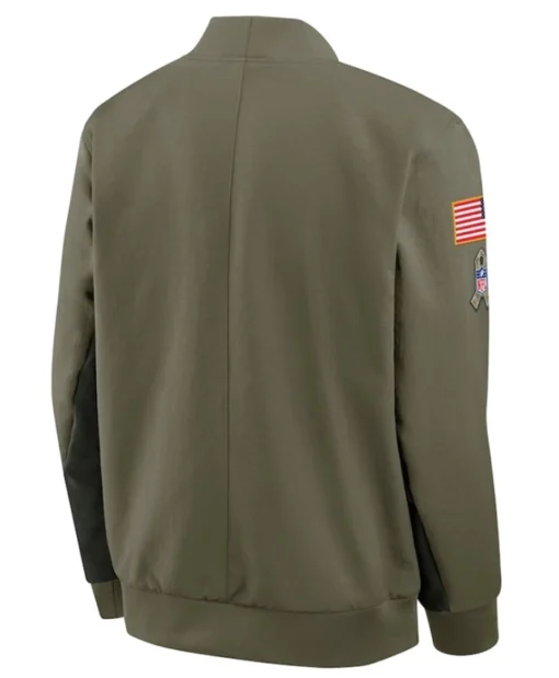 Dallas Cowboys Olive Green 2025 Salute to Service Sideline Full-Zip Bomber Jacket