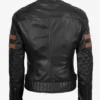 Shop Fashion Black Biker Leather Jacket With Cognac Stripes For Men And Women