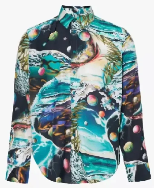 Great British Bake Off S16 Noel Fielding Beach Space Print Woven Shirt