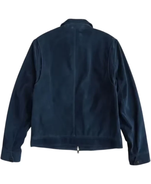 Nile Jarvis TV Series The Beast in Me 2025 Matthew Rhys Blue Suede Leather Jacket