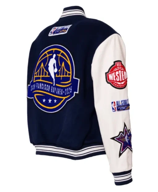 Golden State Warriors 2025 All Star Blue Wool Varsity Jacket
