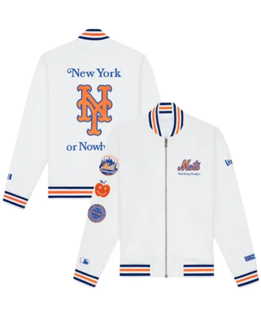 Buy NYON X New York Mets Or Nowhere White Varsity Jacket For Unisex
