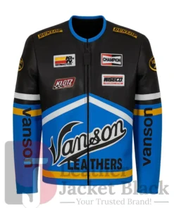 Order Men And Women Vintage Vanson Motorcycle Blue Leather Jacket For Sale