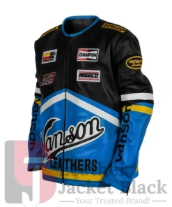 Order Men And Women Vintage Vanson Motorcycle Blue Leather Jacket For Sale