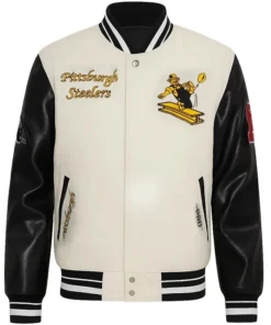 Pittsburgh Steelers Retro Classic Varsity Cream and Black Jacket