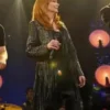 The Voice S28 Black Reba McEntire Black Fringed Studded Leather Jacket