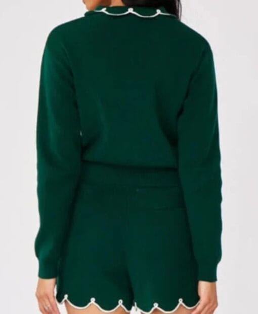Buy The Runarounds 2025 Kelley Pereira Scalloped Trim Green Cardigan