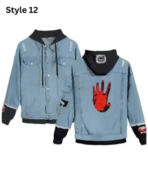 Shop Xxxtentacion Blue and Black Denim Jacket in Sale