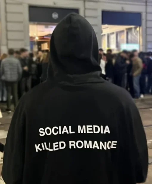 Buy Social Media Killed Romance Black Pullover Hoodie For Unisex