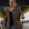 Lily James Film Swiped 2025 Whitney Wolfe Herd Cotton Army Green Jacket