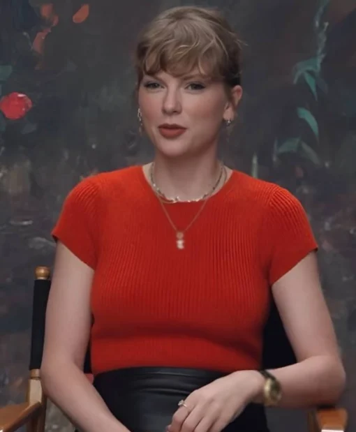 Buy The Life Of A Showgirl Taylor Swift Short-Sleeve Rib Red Sweater