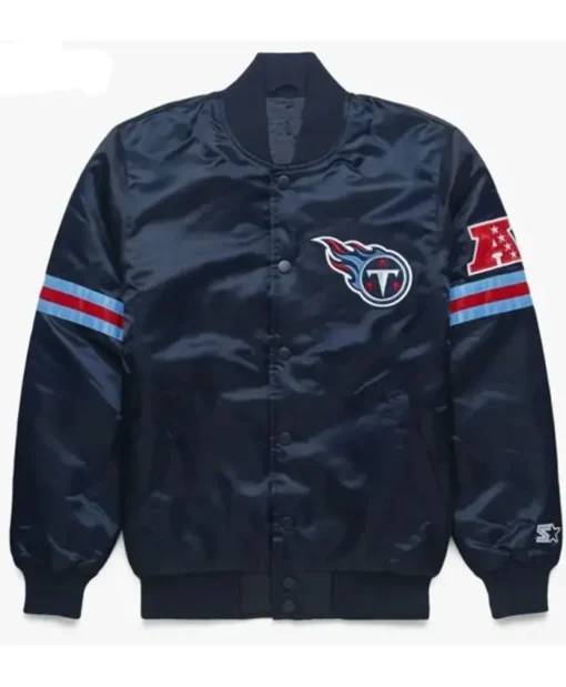 Tennessee Titans Striped Navy Blue Satin Jacket