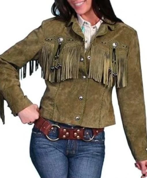 Jasmine Movie The Wrong Paris 2025 Christin Park Olive Fringe Jacket