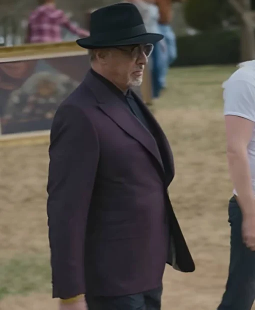 Sylvester Stallone TV Series Tulsa King Season 3 Blazer In Purple Shop Now