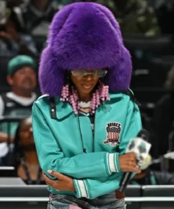 Lil Mama WNBA Playoffs Crop Leather Jacket