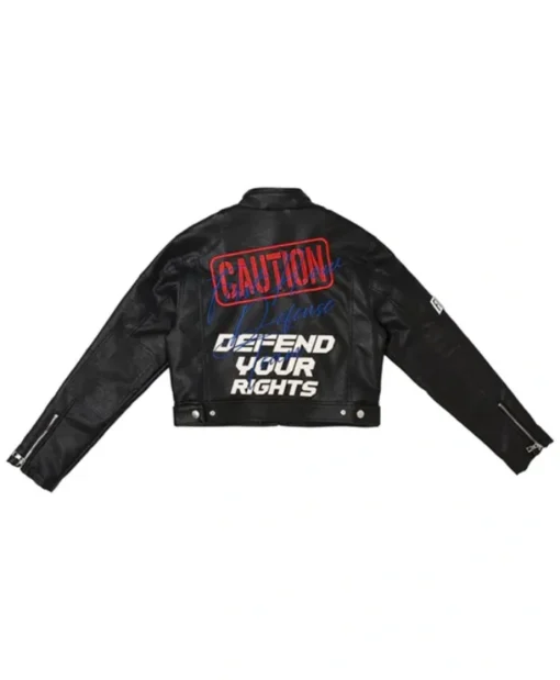 World Wrestling Entertainment 2025 Charlotte Flair Caution Not So Quite Leather Racing Black Jacket