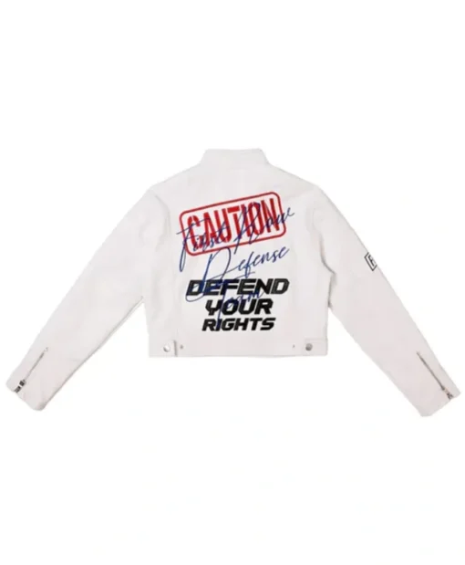 World Wrestling Entertainment 2025 Charlotte Flair Caution Not So Quite Leather Racing White Jacket