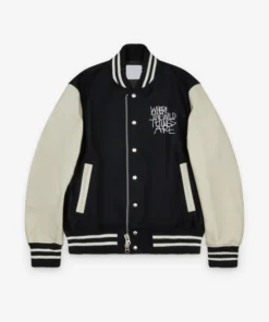 Men and Women Where The Wild Things Are Varsity Jacket - NavyOff White